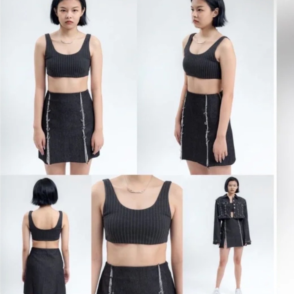 Danielle Guizo Pinstripes Spot Crop top